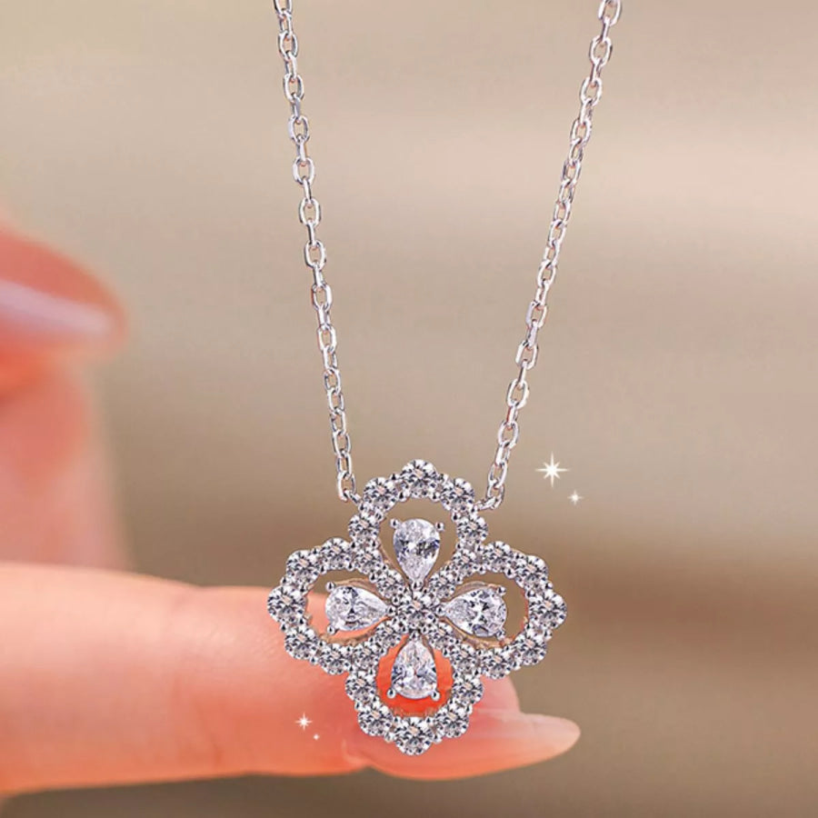 Moissanite 925 Sterling Silver Clover Pendant Necklace Silver / onesize Apparel and Accessories