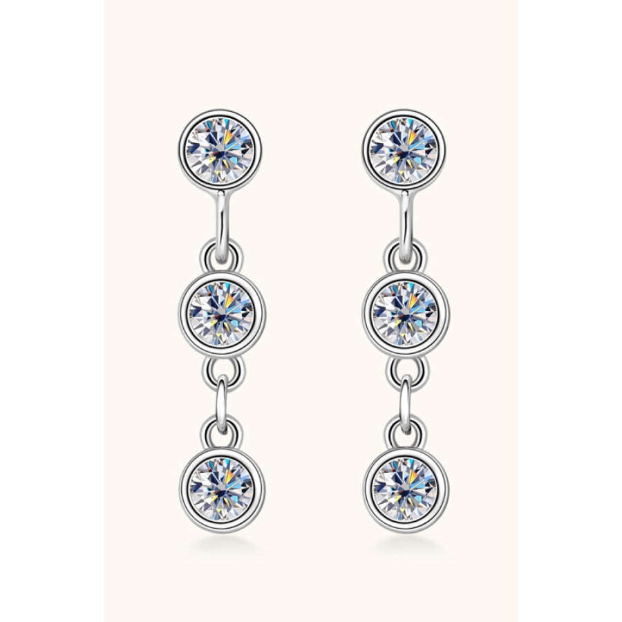 Moissanite 925 Sterling Silver Drop Earrings Silver / One Size