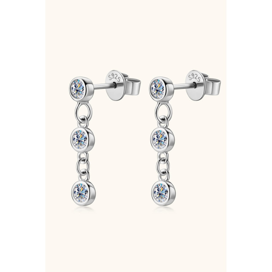 Moissanite 925 Sterling Silver Drop Earrings Silver / One Size