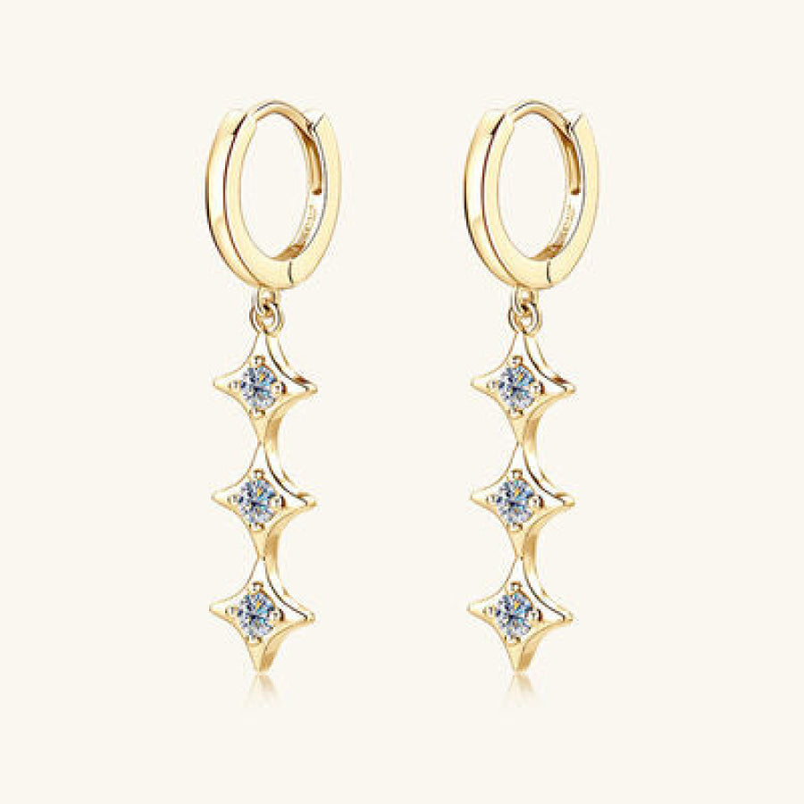 Moissanite 925 Sterling Silver Geometric Shape Earrings Apparel and Accessories