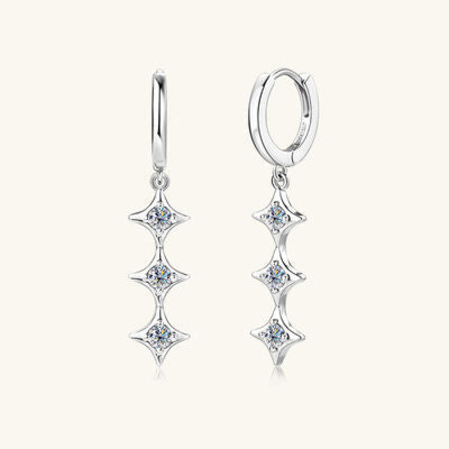 Moissanite 925 Sterling Silver Geometric Shape Earrings Apparel and Accessories
