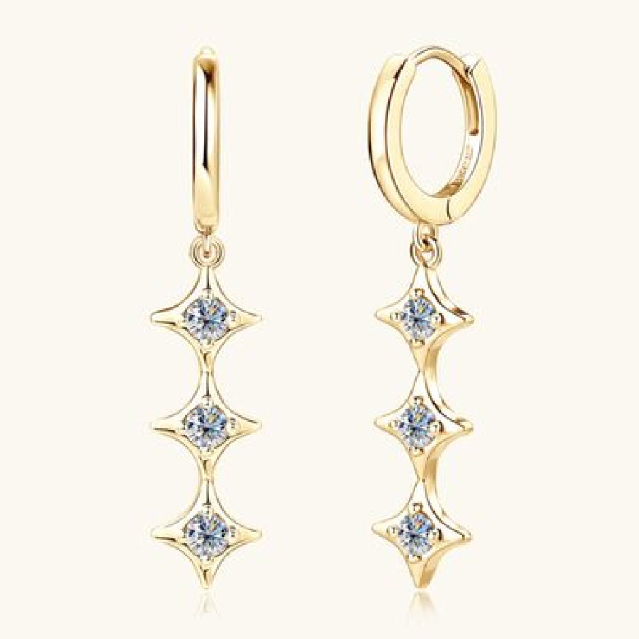 Moissanite 925 Sterling Silver Geometric Shape Earrings Apparel and Accessories