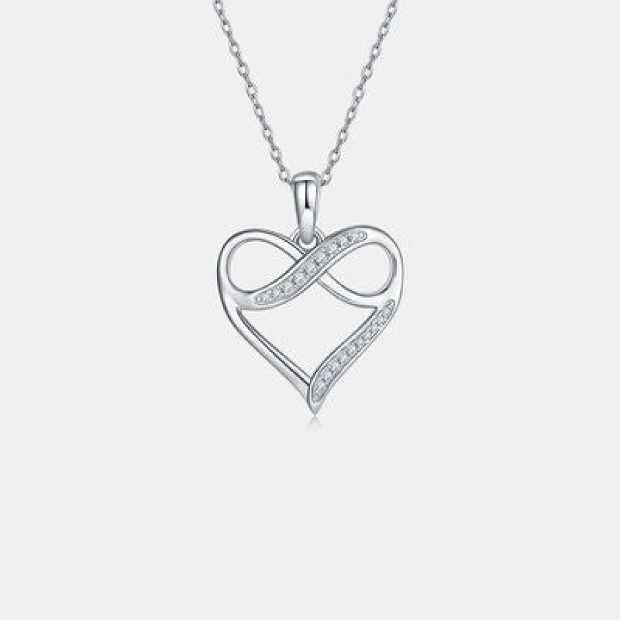 Moissanite 925 Sterling Silver Heart Necklace Apparel and Accessories