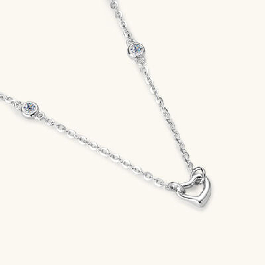 Moissanite 925 Sterling Silver Heart Necklace Apparel and Accessories