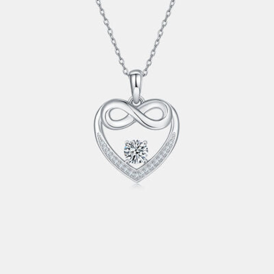 Moissanite 925 Sterling Silver Heart Necklace Apparel and Accessories