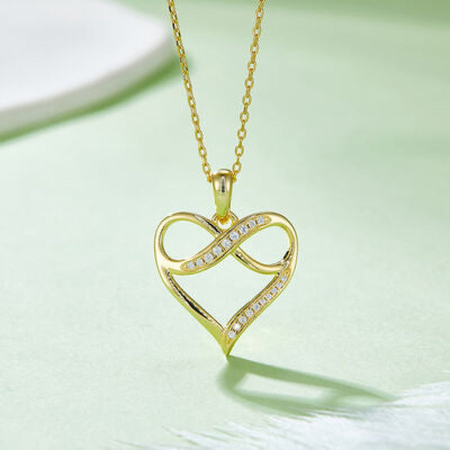 Moissanite 925 Sterling Silver Heart Necklace Gold / One Size Apparel and Accessories