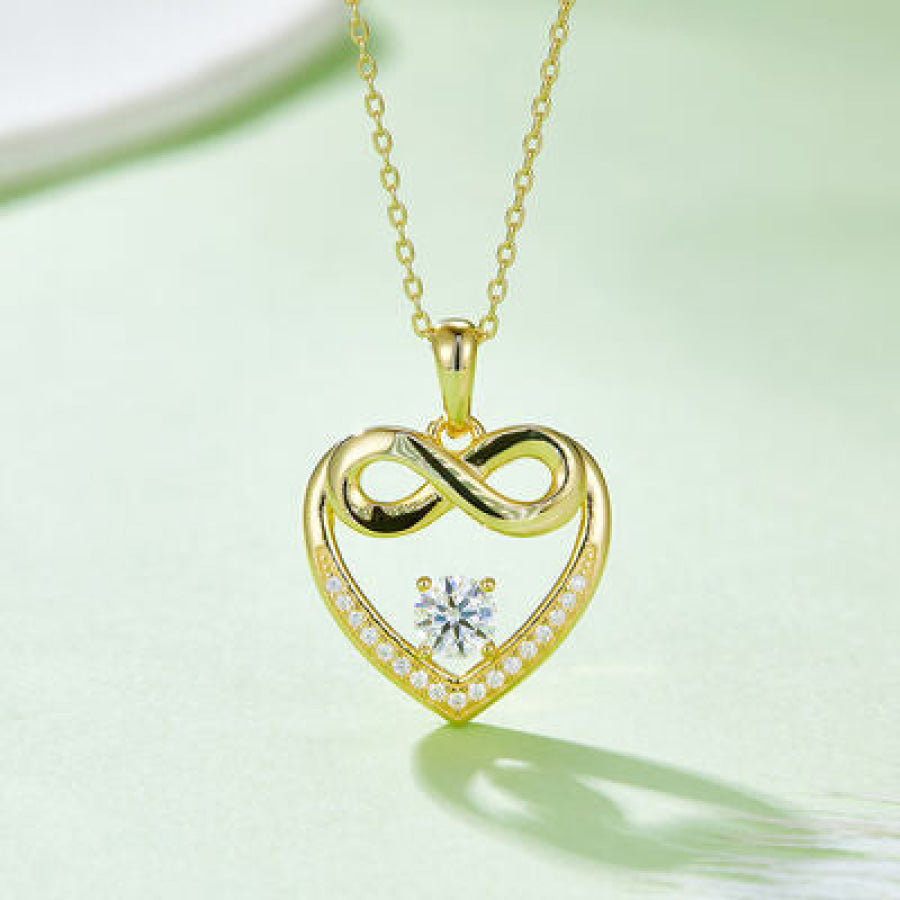 Moissanite 925 Sterling Silver Heart Necklace Apparel and Accessories