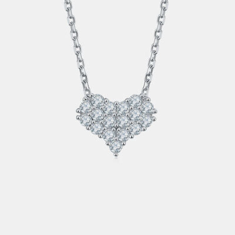 Moissanite 925 Sterling Silver Heart Necklace / One Size Apparel and Accessories