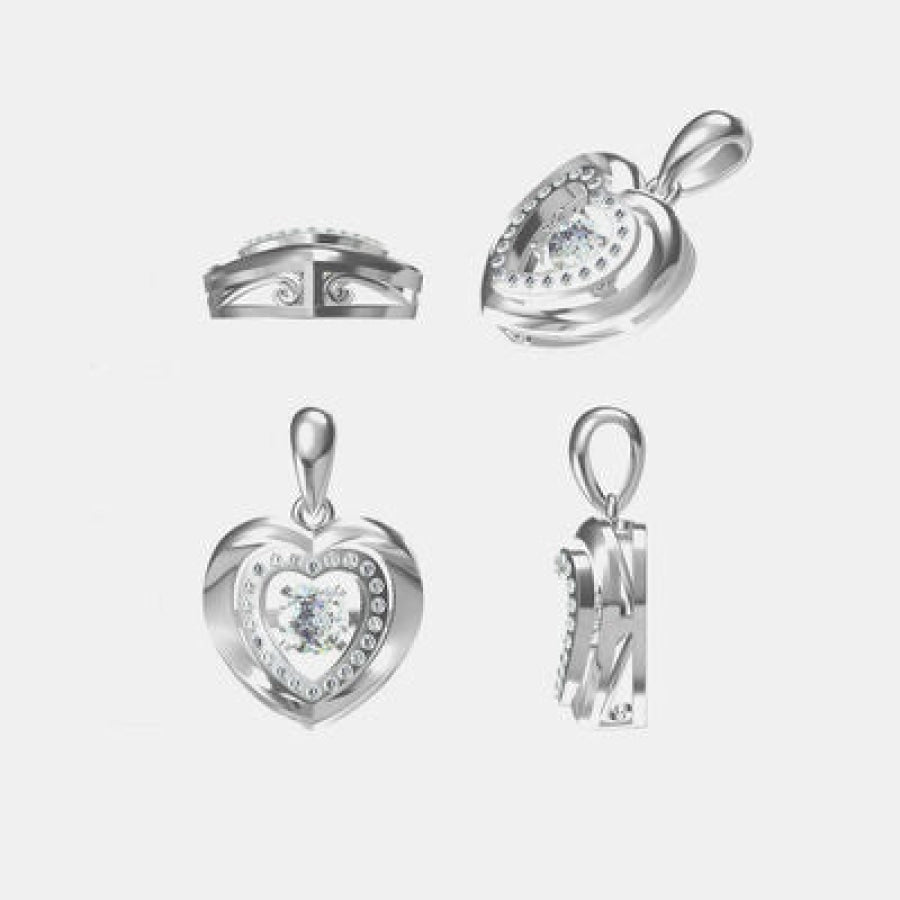 Moissanite 925 Sterling Silver Heart Necklace Silver / One Size Apparel and Accessories