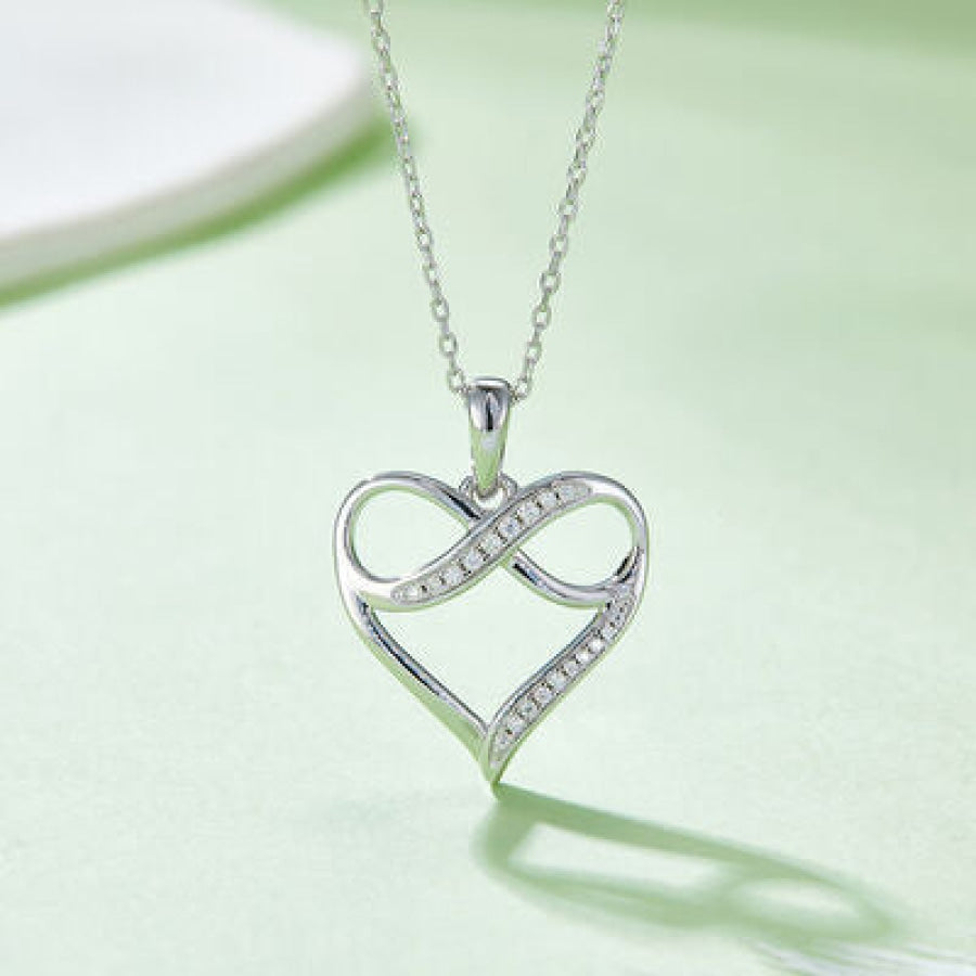 Moissanite 925 Sterling Silver Heart Necklace Silver / One Size Apparel and Accessories