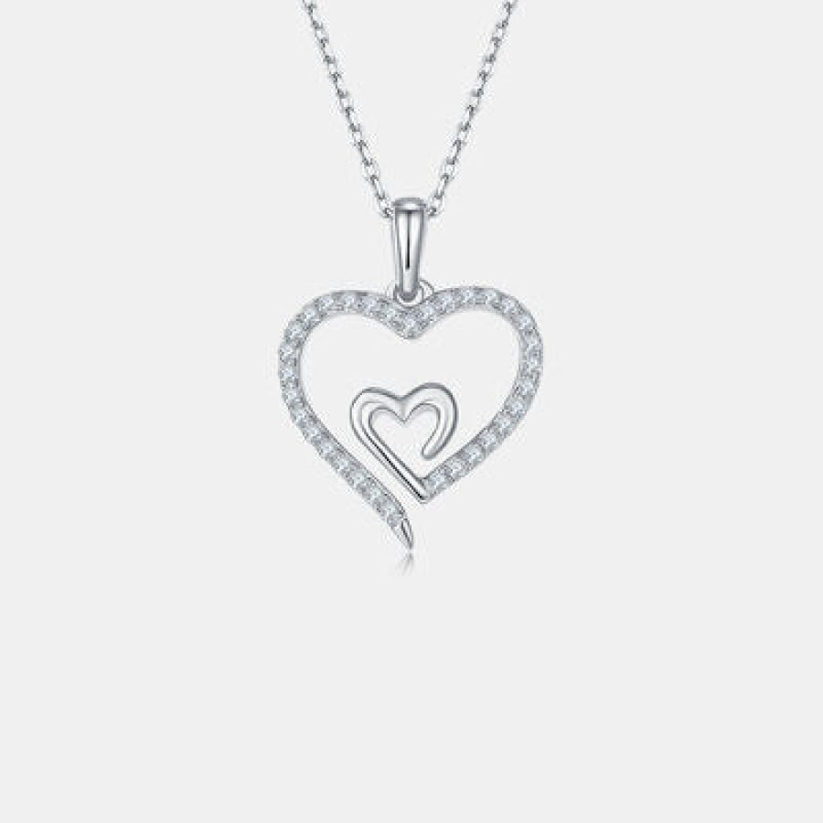 Moissanite 925 Sterling Silver Heart Pendant Necklace Apparel and Accessories