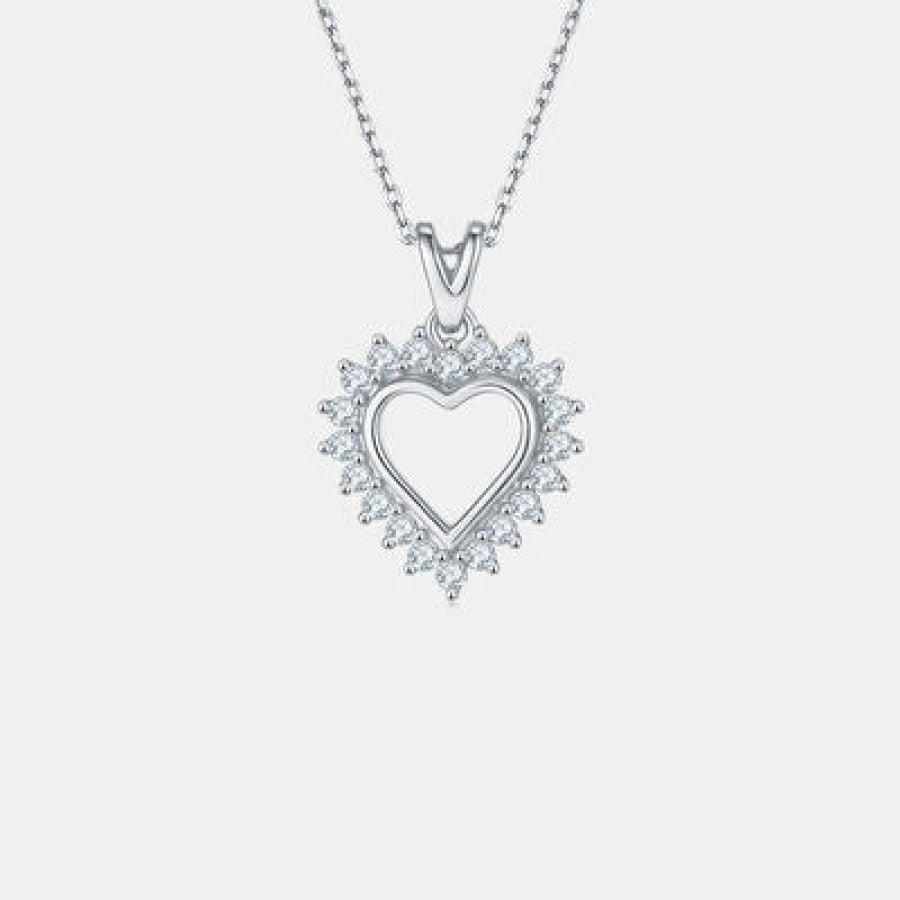 Moissanite 925 Sterling Silver Heart Pendant Necklace Apparel and Accessories