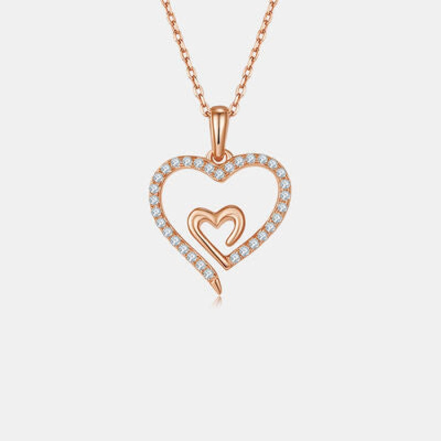 Moissanite 925 Sterling Silver Heart Pendant Necklace Apparel and Accessories