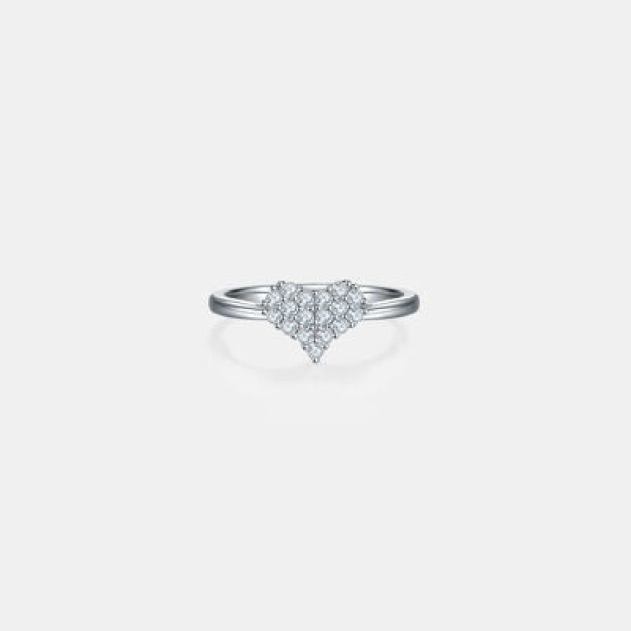 Moissanite 925 Sterling Silver Heart Ring Apparel and Accessories