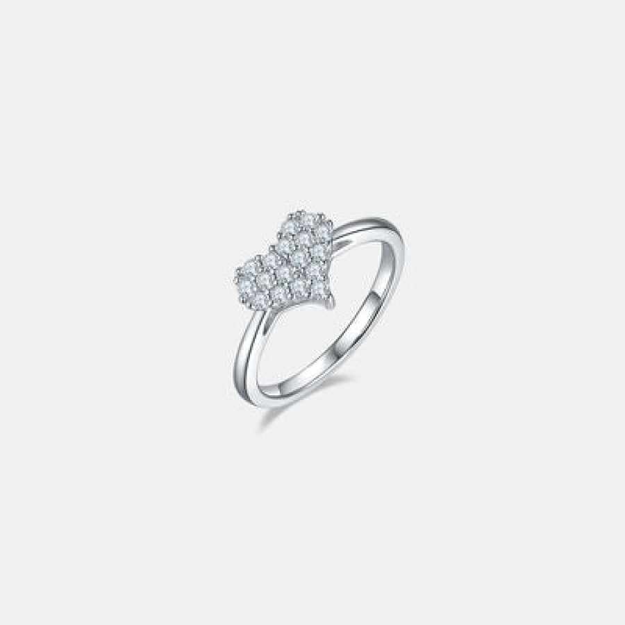 Moissanite 925 Sterling Silver Heart Ring Apparel and Accessories