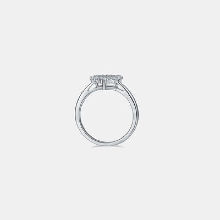 Moissanite 925 Sterling Silver Heart Ring Apparel and Accessories