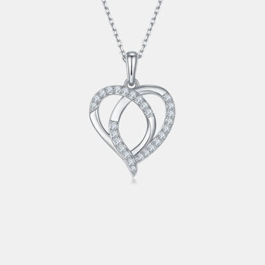 Moissanite 925 Sterling Silver Heart Shape Necklace Apparel and Accessories