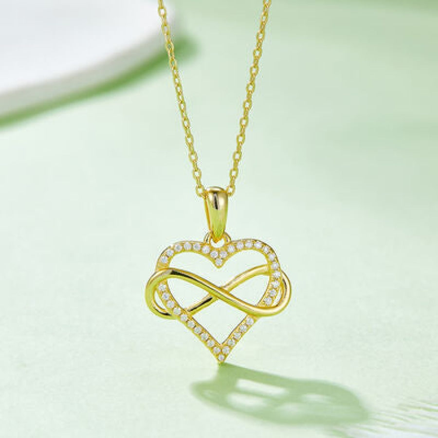 Moissanite 925 Sterling Silver Heart Shape Necklace Gold / One Size Apparel and Accessories