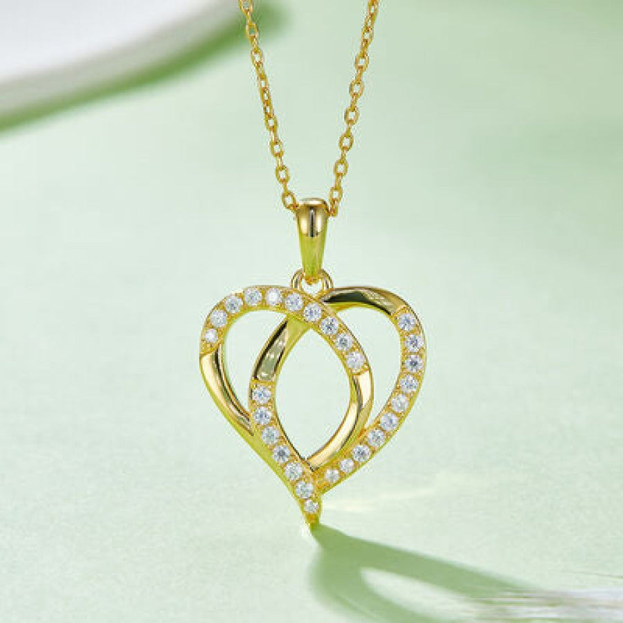 Moissanite 925 Sterling Silver Heart Shape Necklace Gold / One Size Apparel and Accessories