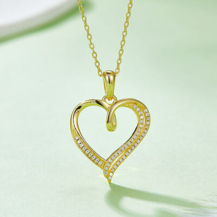Moissanite 925 Sterling Silver Heart Shape Necklace Gold / One Size Apparel and Accessories