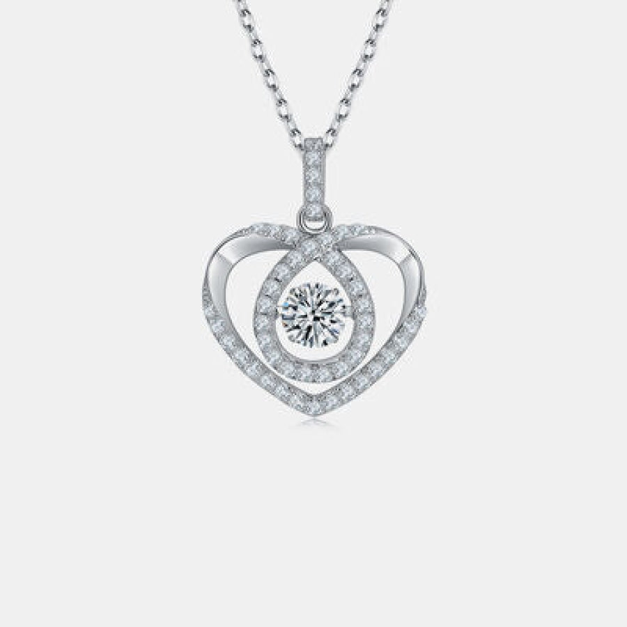 Moissanite 925 Sterling Silver Heart Shape Necklace Silver / One Size Apparel and Accessories