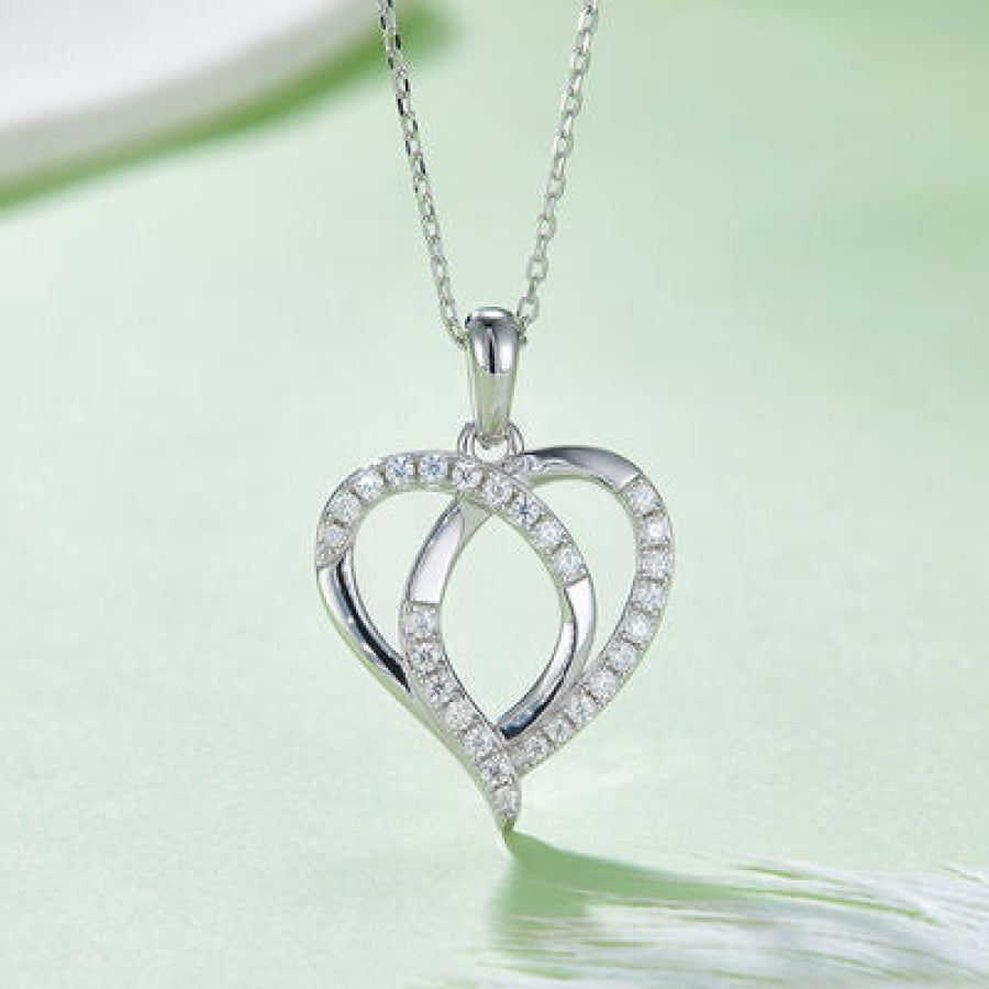 Moissanite 925 Sterling Silver Heart Shape Necklace Silver / One Size Apparel and Accessories