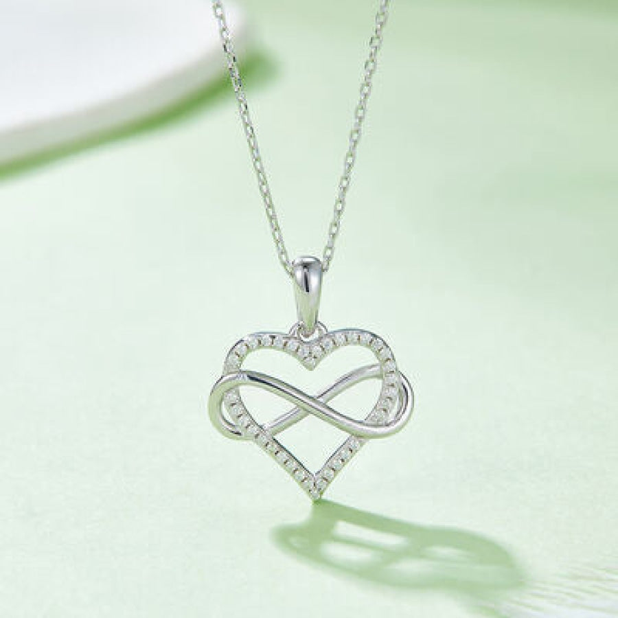 Moissanite 925 Sterling Silver Heart Shape Necklace Silver / One Size Apparel and Accessories