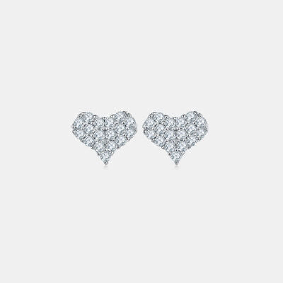 Moissanite 925 Sterling Silver Heart Stud Earrings / One Size Apparel and Accessories