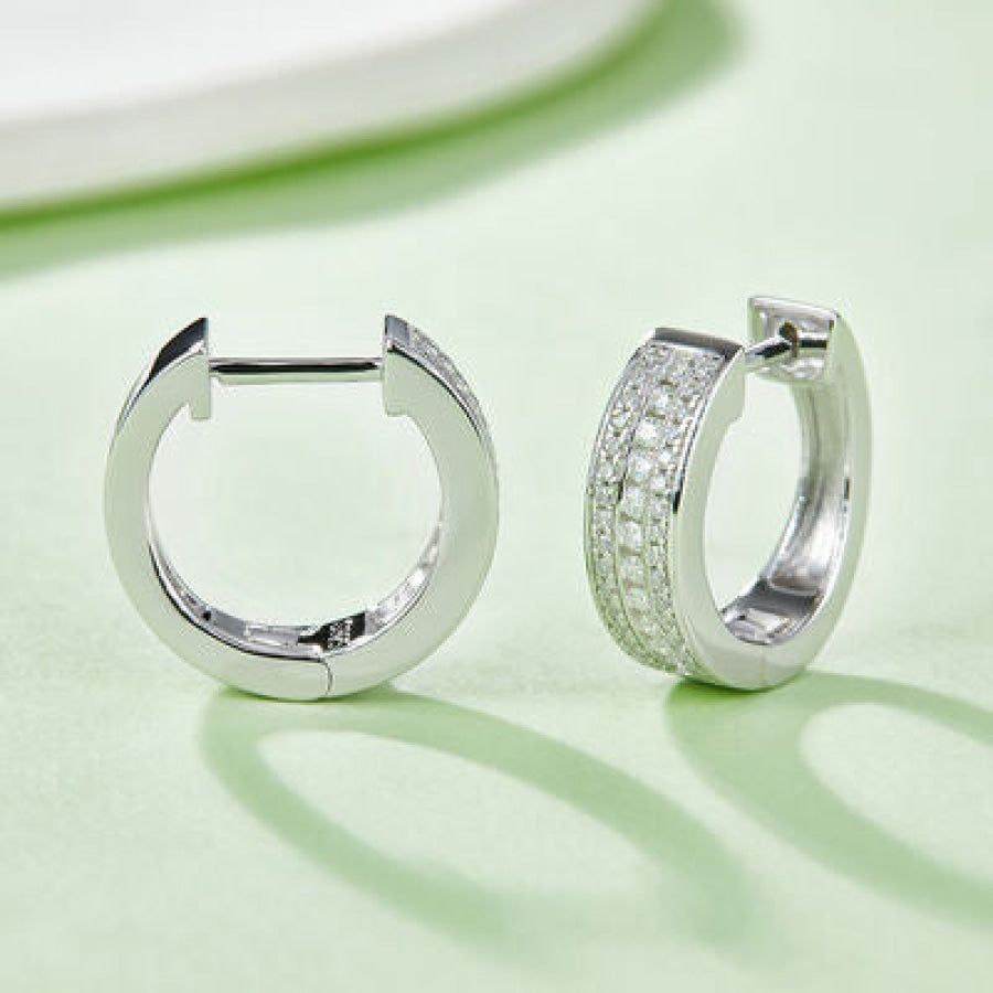 Moissanite 925 Sterling Silver Huggie Earrings / One Size Apparel and Accessories