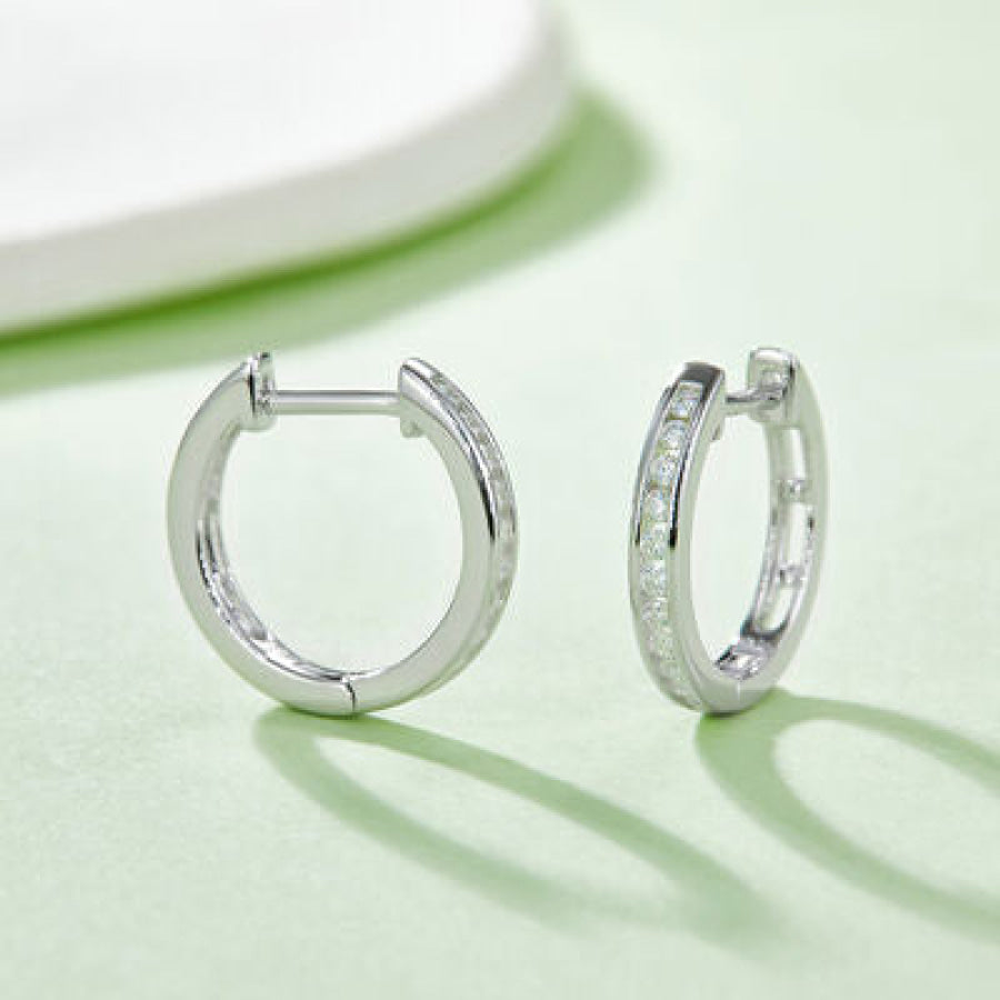 Moissanite 925 Sterling Silver Huggie Earrings / One Size Apparel and Accessories
