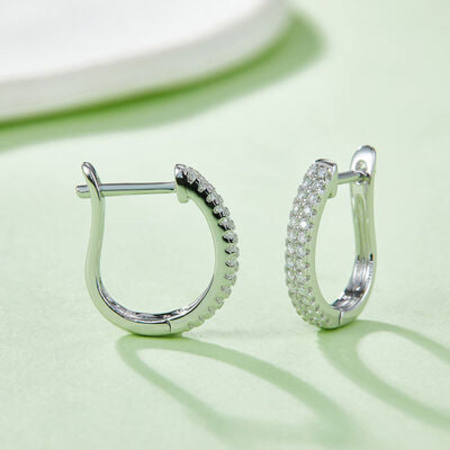 Moissanite 925 Sterling Silver Huggie Earrings / One Size Apparel and Accessories