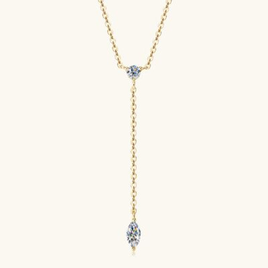 Moissanite 925 Sterling Silver Necklace Gold / One Size Apparel and Accessories