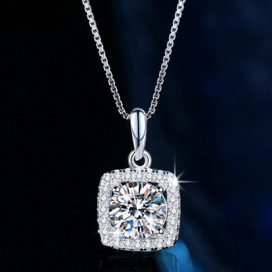 Moissanite 925 Sterling Silver Pendant Necklace Silver / One Size Apparel and Accessories