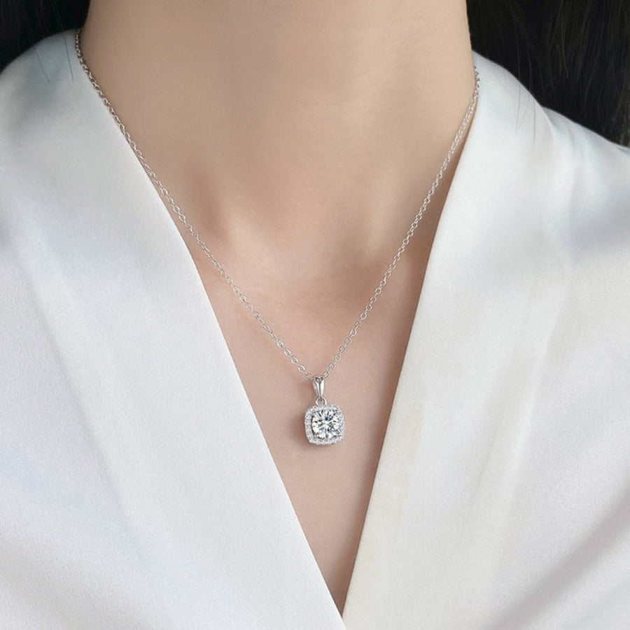 Moissanite 925 Sterling Silver Pendant Necklace Silver / One Size Apparel and Accessories