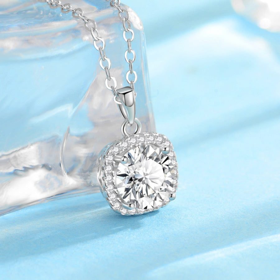 Moissanite 925 Sterling Silver Pendant Necklace Silver / One Size Apparel and Accessories