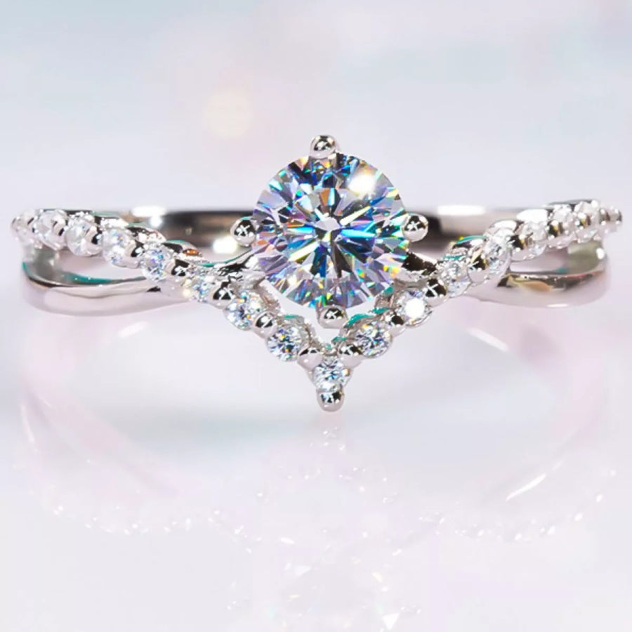Moissanite 925 Sterling Silver Ring Silver / One Size Apparel and Accessories