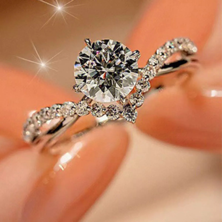 Moissanite 925 Sterling Silver Ring Silver / One Size Apparel and Accessories