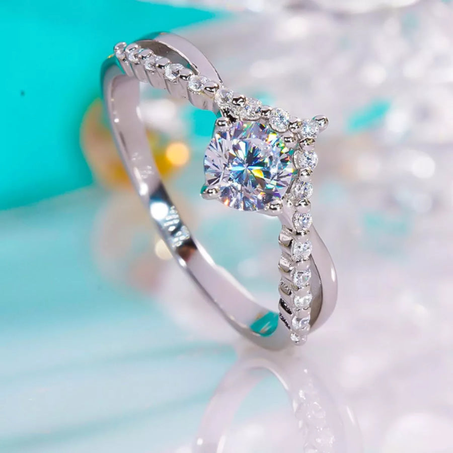 Moissanite 925 Sterling Silver Ring Silver / One Size Apparel and Accessories