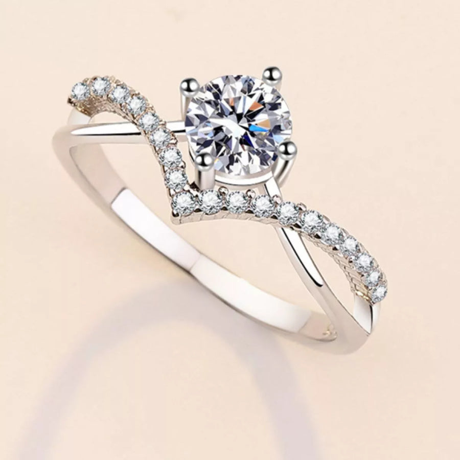 Moissanite 925 Sterling Silver Ring Silver / One Size Apparel and Accessories