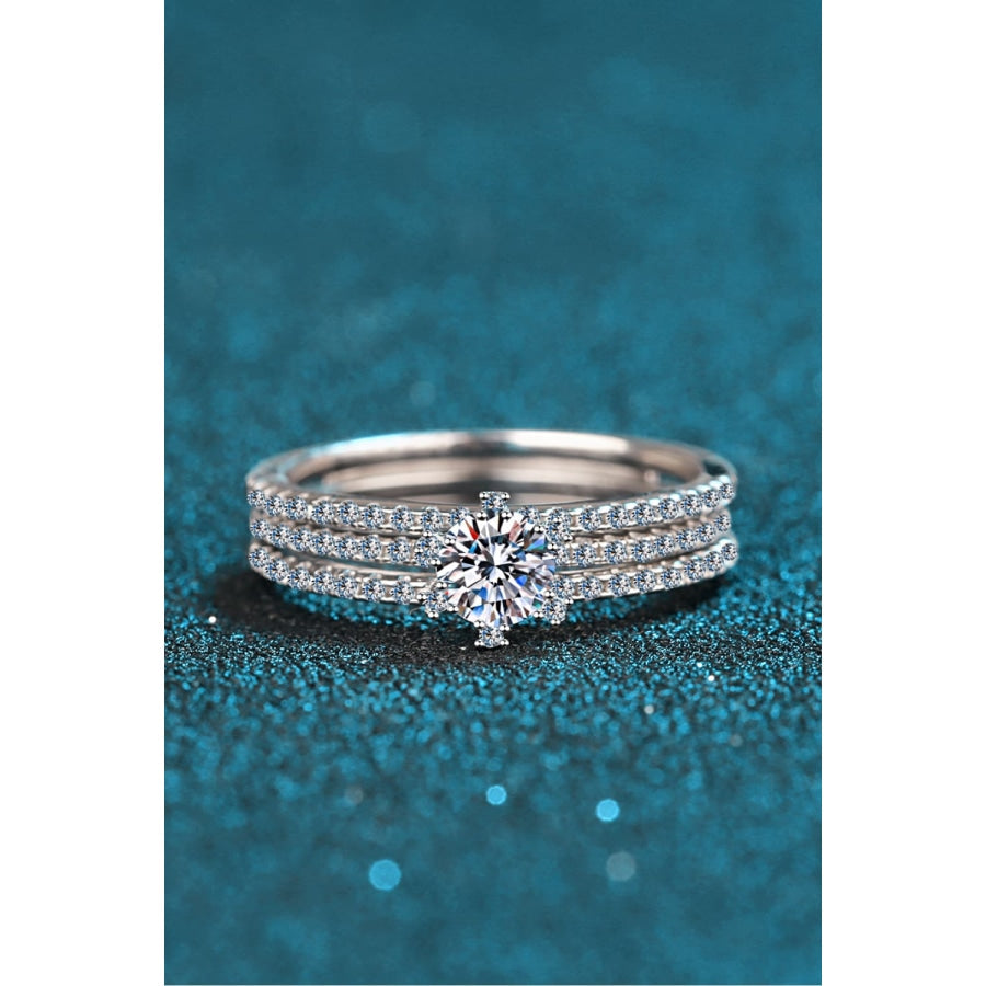 Moissanite 925 Sterling Silver Ring Set