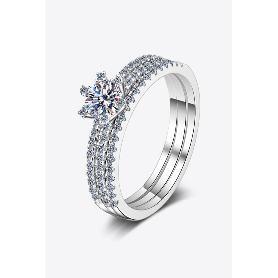 Moissanite 925 Sterling Silver Ring Set