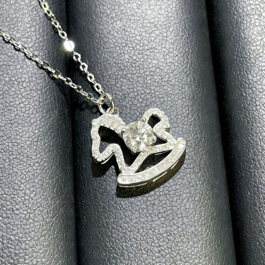 Moissanite 925 Sterling Silver Rocking Horse Necklace Silver / One Size Apparel and Accessories