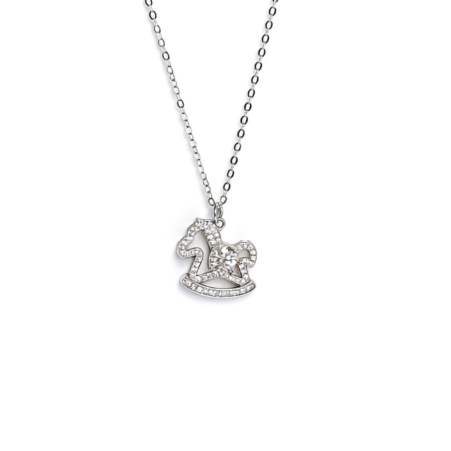 Moissanite 925 Sterling Silver Rocking Horse Necklace Silver / One Size Apparel and Accessories
