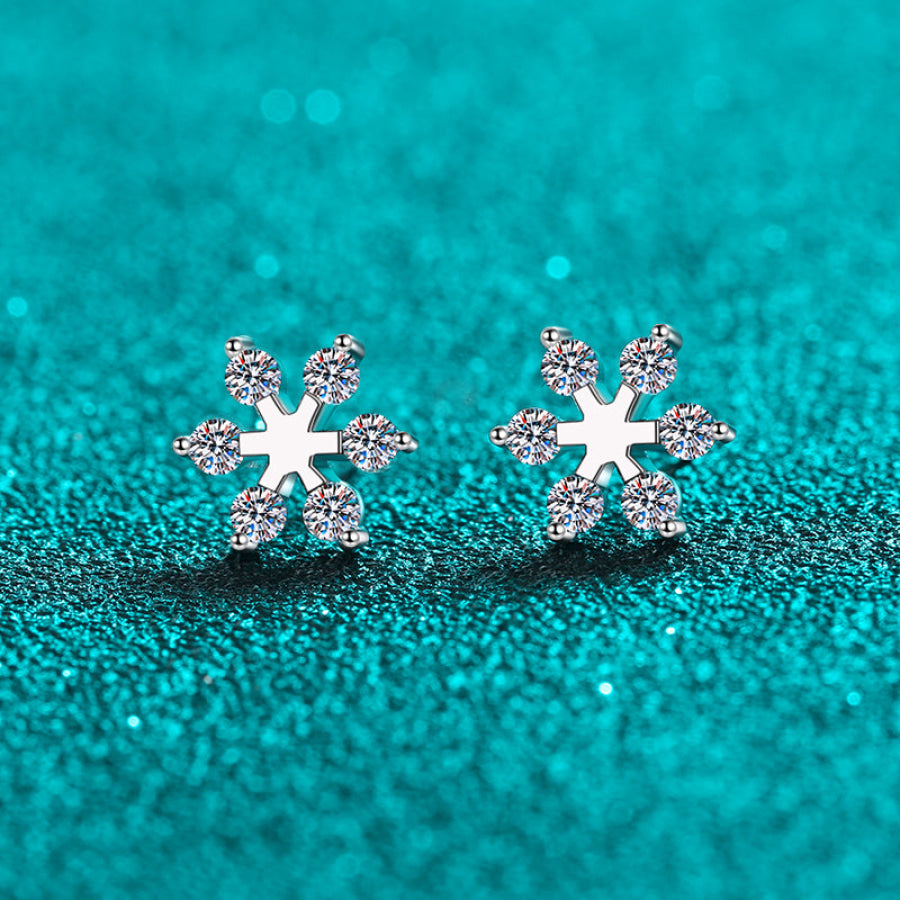 Moissanite 925 Sterling Silver Snowflake Shape Earrings Silver / One Size Apparel and Accessories