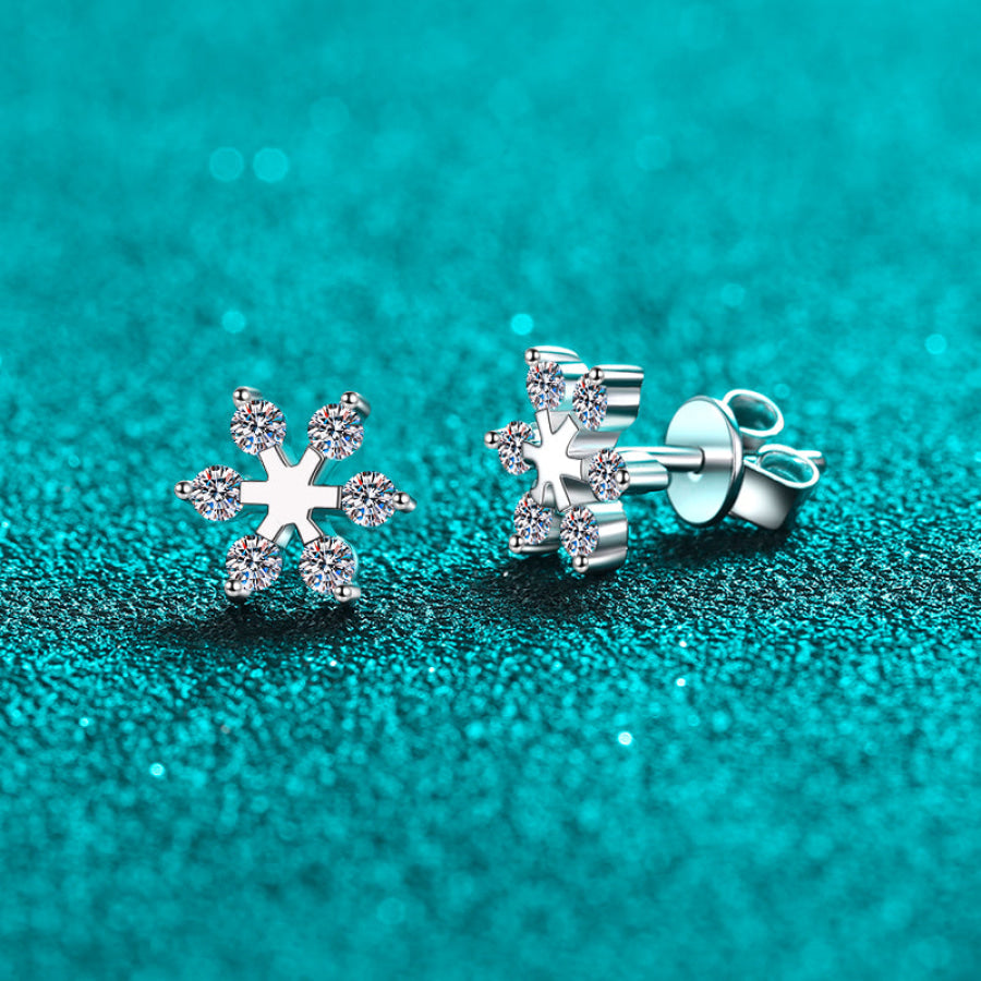 Moissanite 925 Sterling Silver Snowflake Shape Earrings Silver / One Size Apparel and Accessories