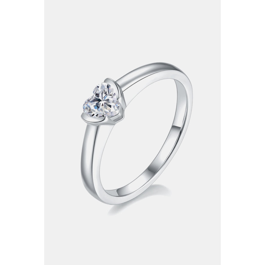 Moissanite 925 Sterling Silver Solitaire Ring Heart / 4.5