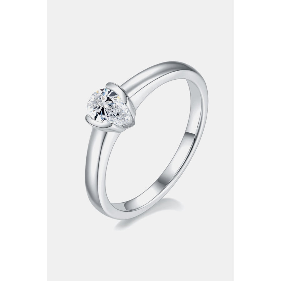 Moissanite 925 Sterling Silver Solitaire Ring Pear / 4.5