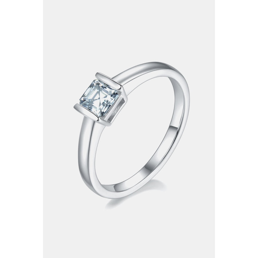 Moissanite 925 Sterling Silver Solitaire Ring Square / 4.5