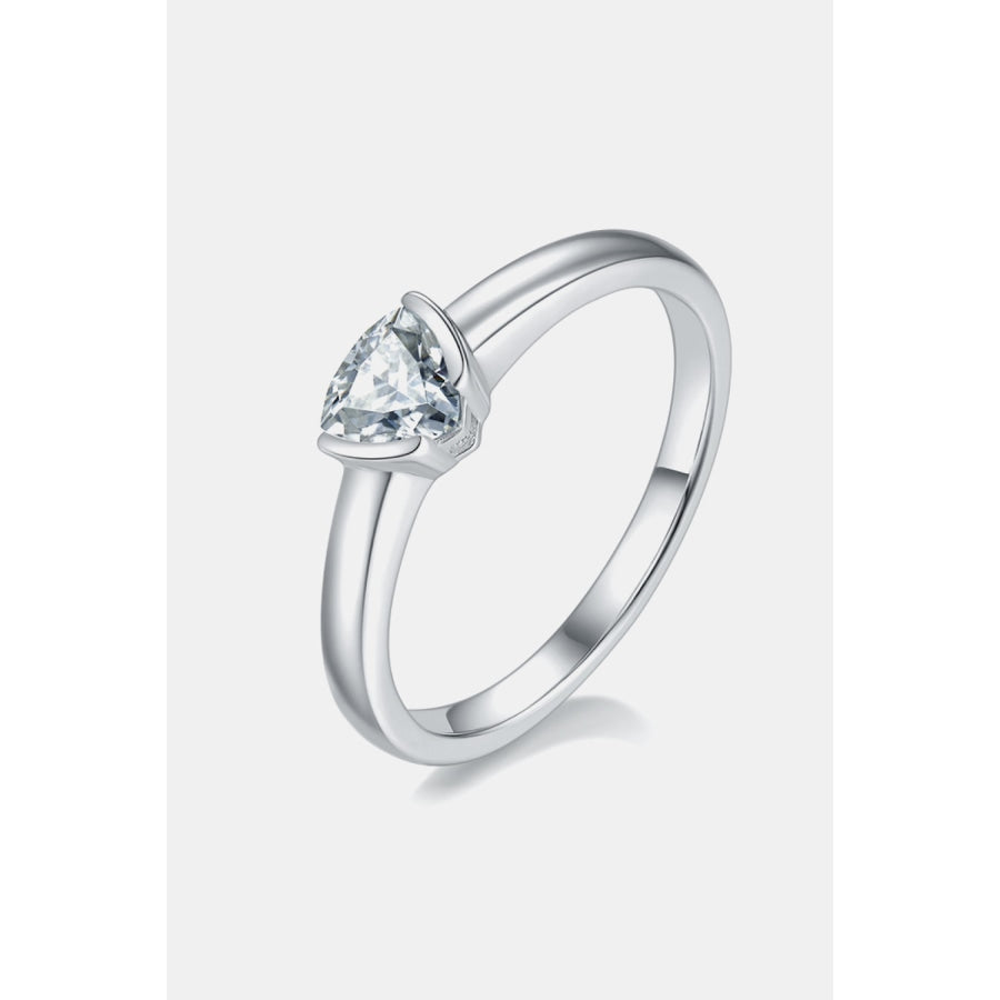 Moissanite 925 Sterling Silver Solitaire Ring Triangle / 4.5