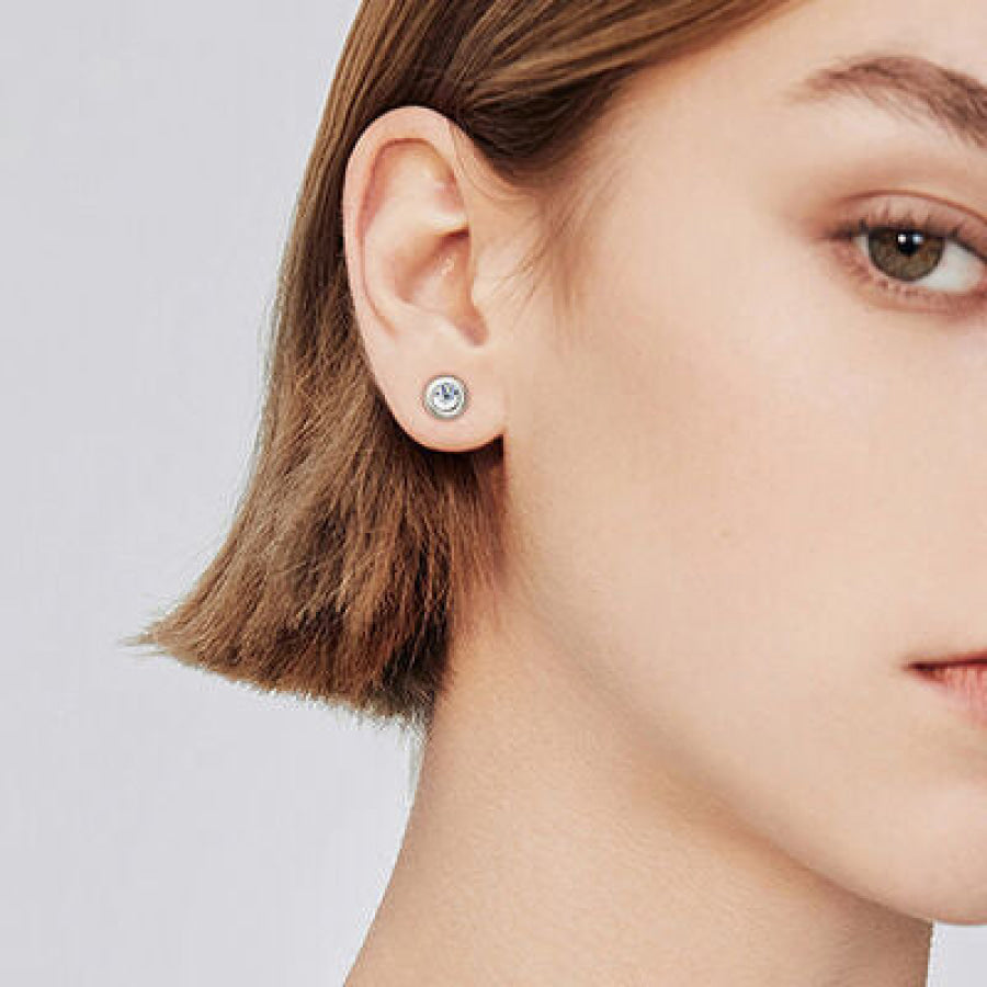 Moissanite 925 Sterling Silver Stud Earrings / One Size Apparel and Accessories